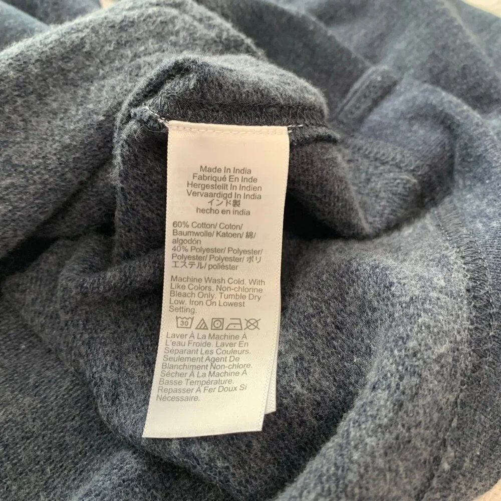 J. Crew Authentic Fleece Shawl Collar Cardigan Mens‎ Medium Blue Heather Button